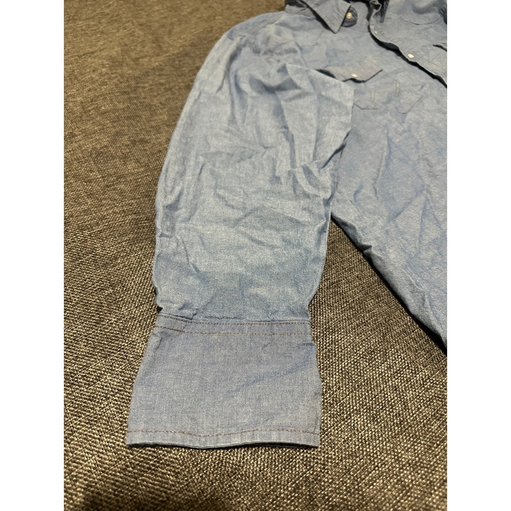 Wrangler Men's XXL Long Sleeve Western Denim Shirt Blue Pearl Snap - Picture 8 of 10